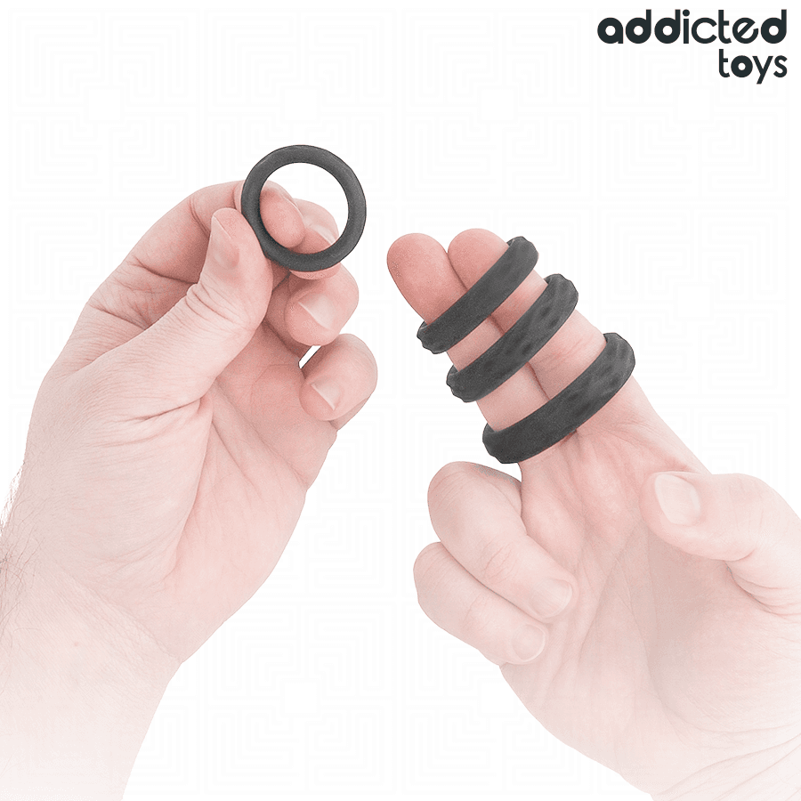 ADDICTED TOYS - TEXTURED COCK RING SET 4 SIZES thumb 2