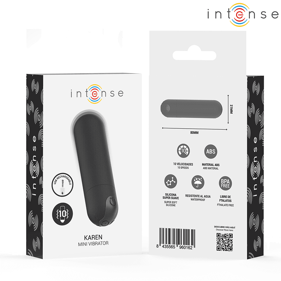 INTENSE - KAREN MINI RECHARGEABLE VIBRATING BULLET BLACK thumb 7