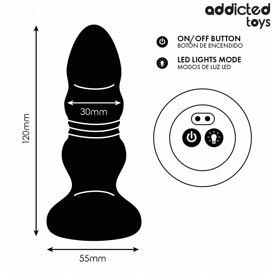 ADDICTED TOYS - THRUSTING VIBRATING ANAL PLUG, LED LIGHT REMOTE CONTROL thumb 6