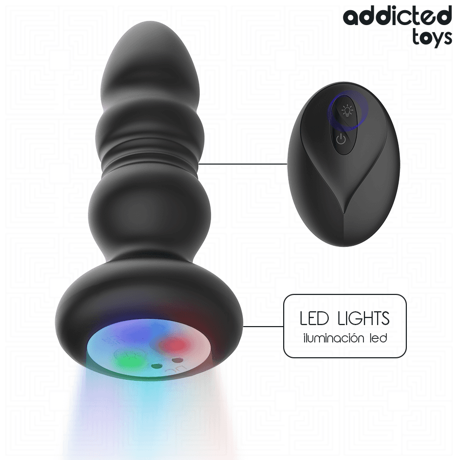 ADDICTED TOYS - THRUSTING VIBRATING ANAL PLUG, LED LIGHT REMOTE CONTROL thumb 2