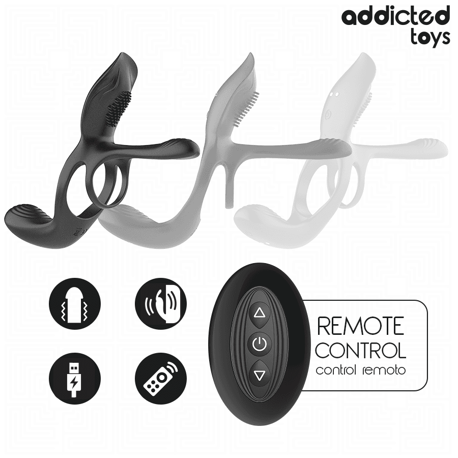 ADDICTED TOYS - DOUBLE PENIS RING WITH CLITORAL STIMULATOR thumb 4