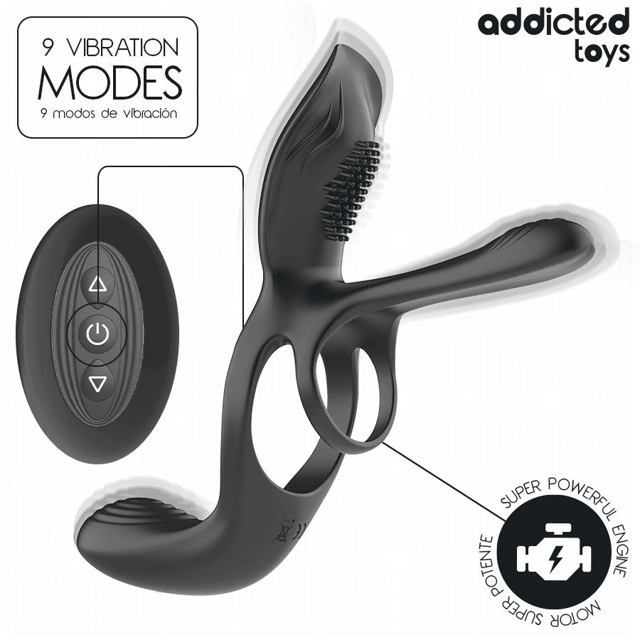 ADDICTED TOYS - DOUBLE PENIS RING WITH CLITORAL STIMULATOR thumb 2