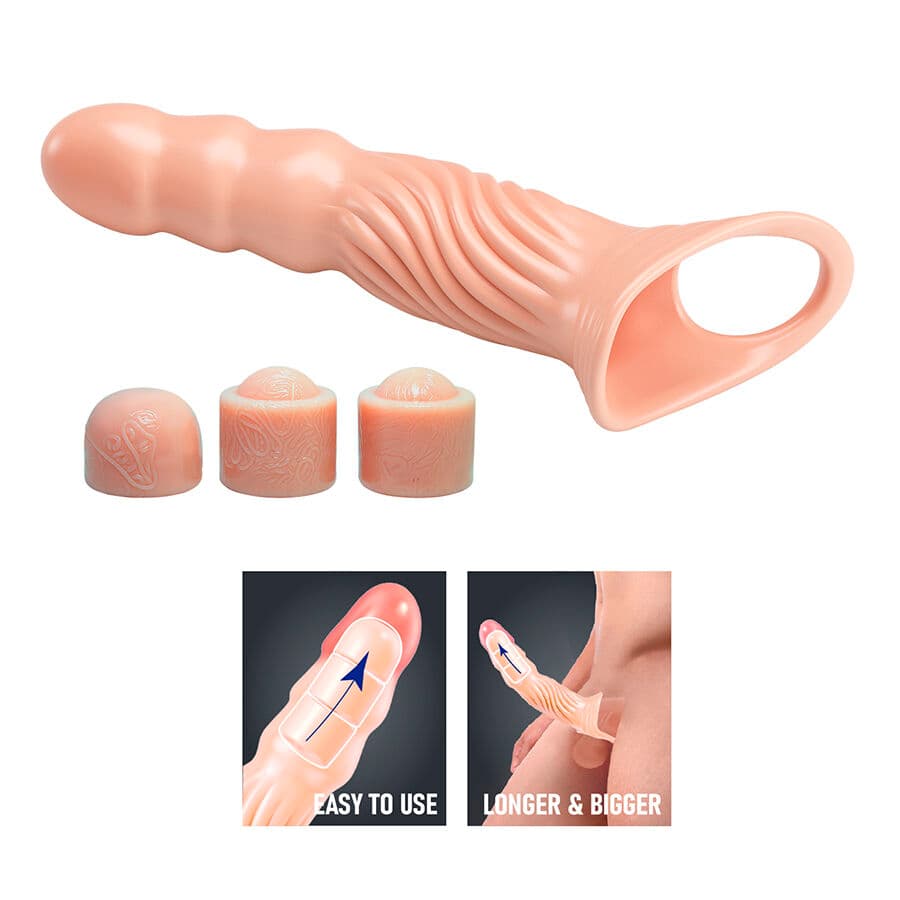 PRETTY LOVE - TEXTURED PENIS SHEATH WITH EXTENDERS thumb 6