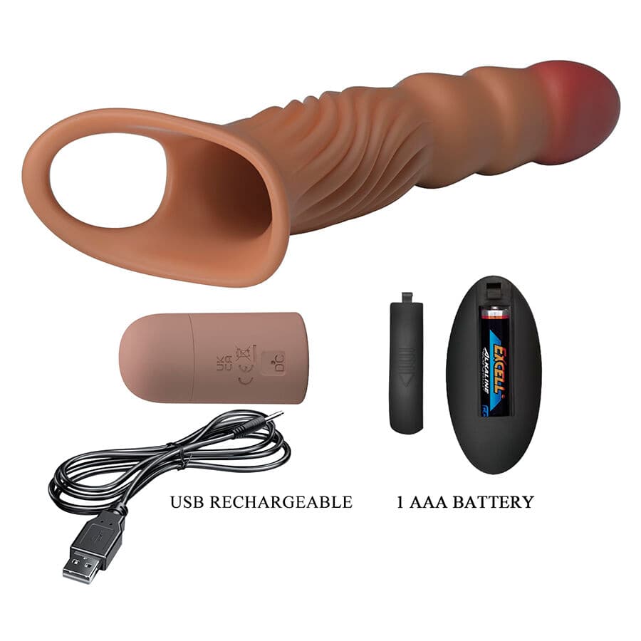 PRETTY LOVE - TEXTURED PENIS SLEEVE WITH VIBRATION AND REMOTE CONTROL thumb 8