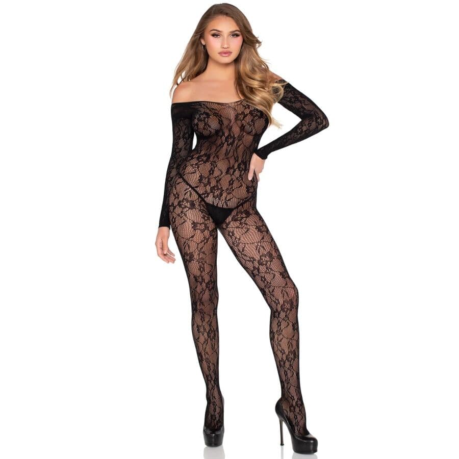 LEG AVENUE - 89366 LACE LINGERIE BODYSTOCKING BLACK - ONE SIZE thumb 5