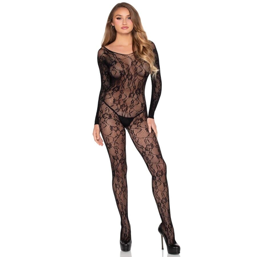 LEG AVENUE - 89366 LACE LINGERIE BODYSTOCKING BLACK - ONE SIZE thumb 6