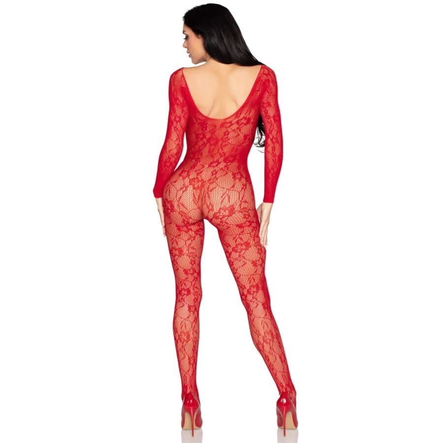 LEG AVENUE - 89366 LACE LINGERIE BODYSTOCKING RED - ONE SIZE thumb 3