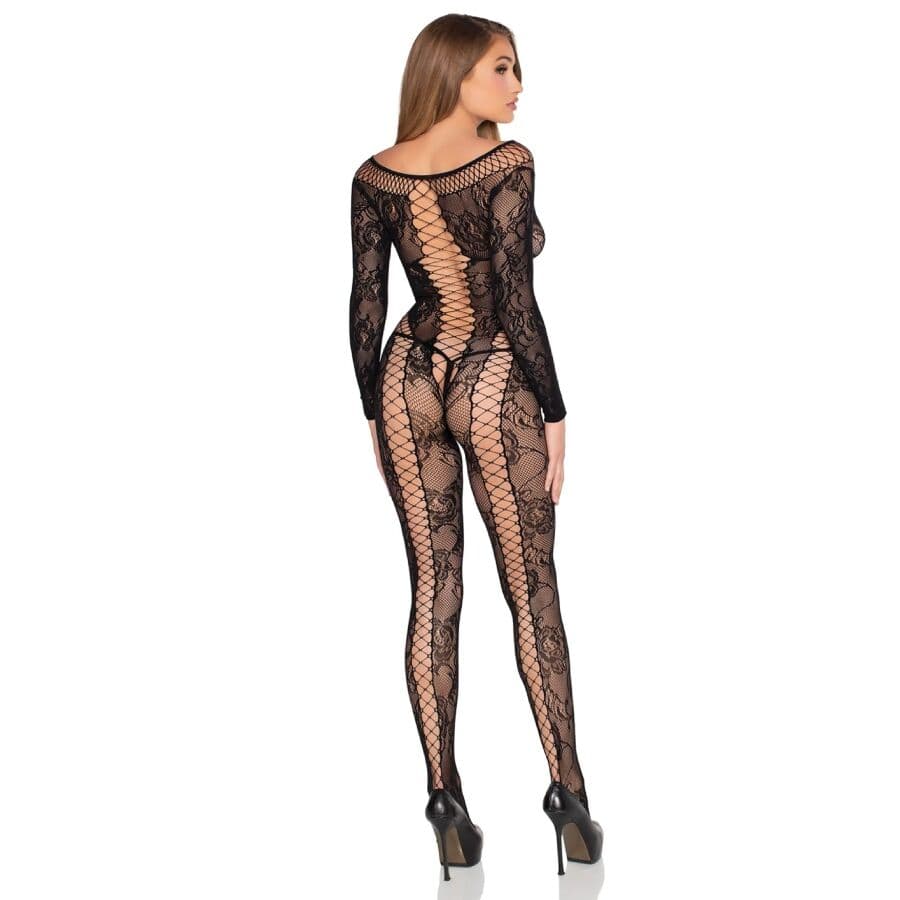 LEG AVENUE - 89369 NET & LACE JUMPSUIT BLACK - ONE SIZE thumb 4