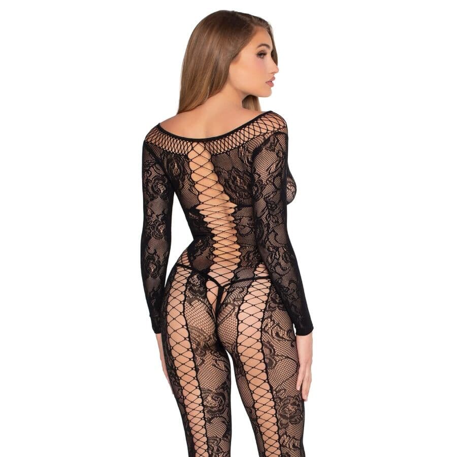 LEG AVENUE - 89369 NET & LACE JUMPSUIT BLACK - ONE SIZE thumb 3