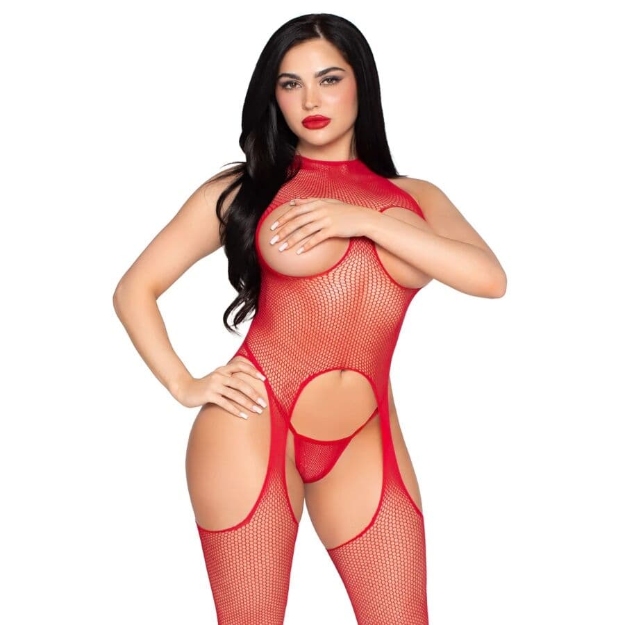 LEG AVENUE - 89374 CUPLESS BODYSTOCKING AND PANTY RED - ONE SIZE thumb 2