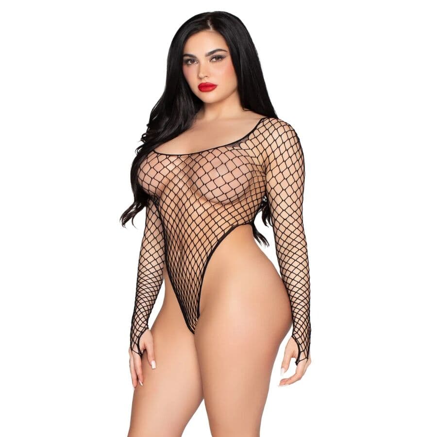 LEG AVENUE - 89377 HIGH-CUT INDUSTRIAL NET BODYSUIT BLACK - ONE SIZE thumb 2