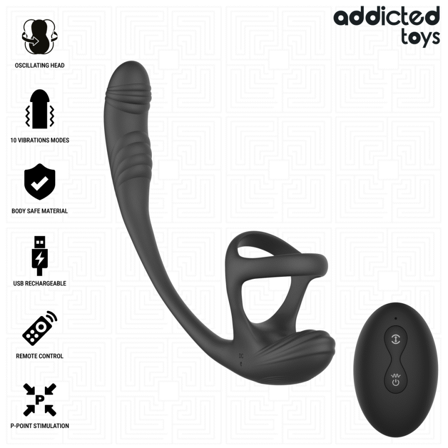 ADDICTED TOYS - ANAL PLUG WITH VIBRATION AND 360º WAVING AND TESTICLE STIMULATOR thumb 2