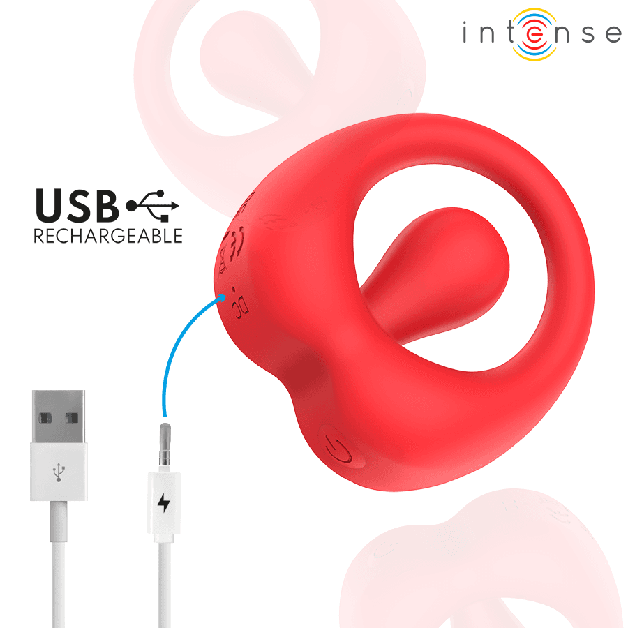 INTENSE - RUSSELL VIBRATING PENIS RING WITH CLITORIS STIMULATION RED thumb 8