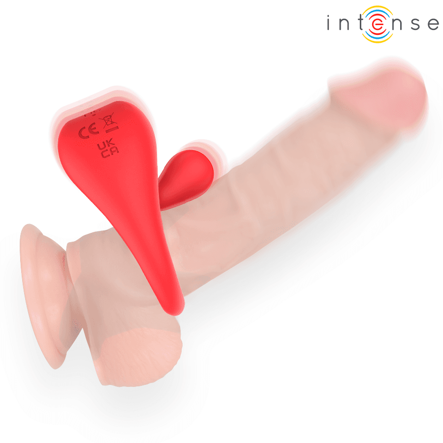 INTENSE - RUSSELL VIBRATING PENIS RING WITH CLITORIS STIMULATION RED thumb 3