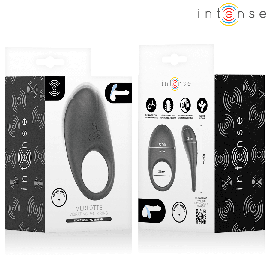 INTENSE - MERLOTTE VIBRATING PENIS RING WITH CLITORIS STIMULATION BLACK thumb 9