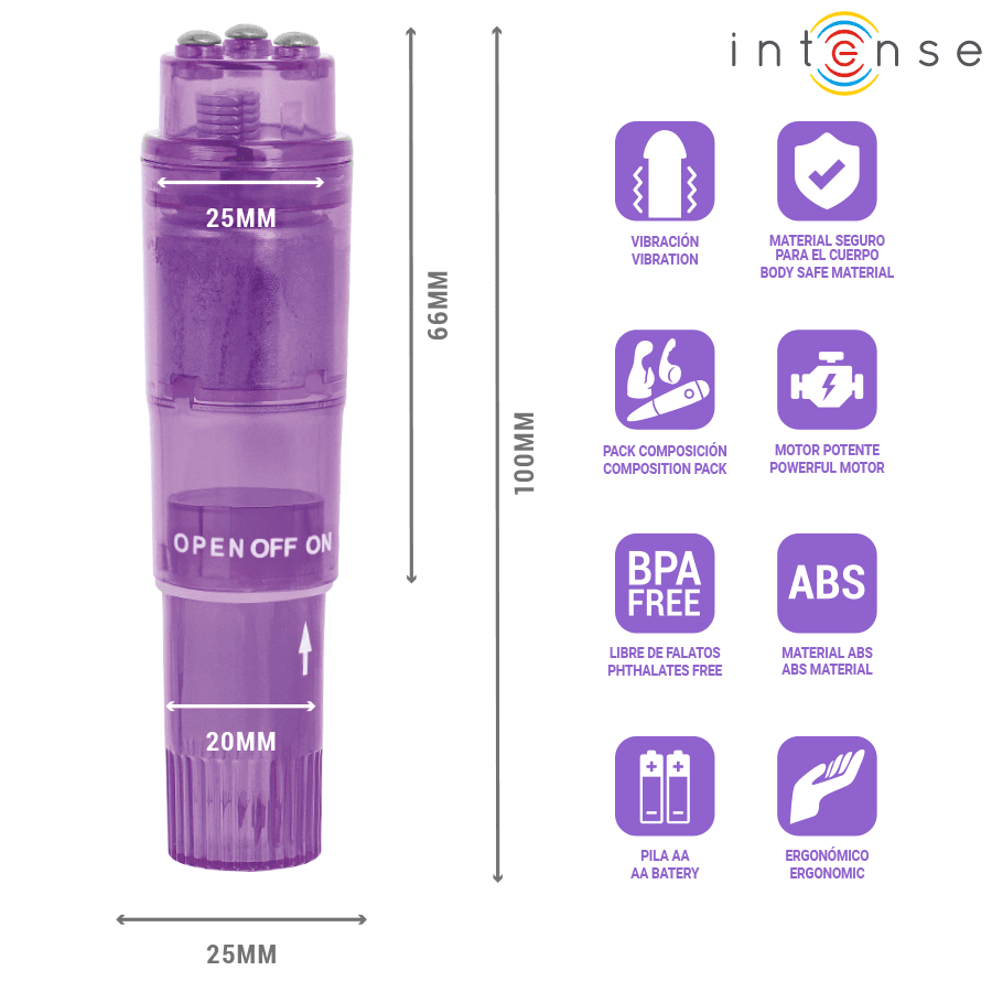 INTENSE - KURT MINI MASSAGER WITH 4 INTERCHANGEABLE HEADS PURPLE thumb 5