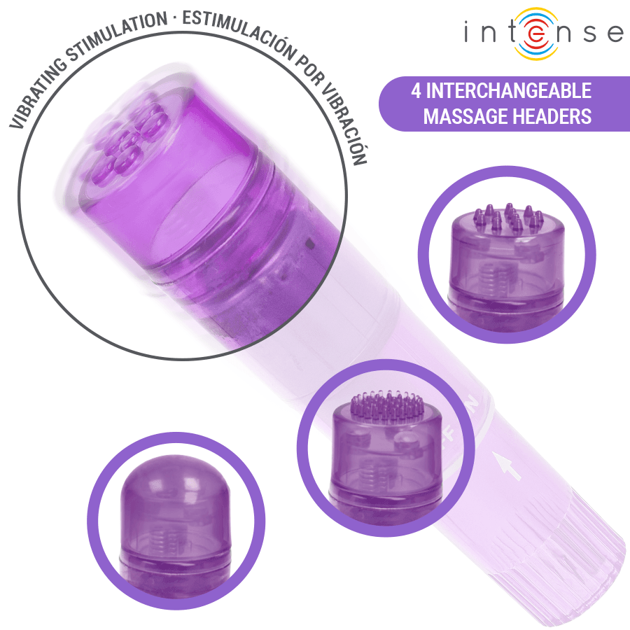 INTENSE - KURT MINI MASSAGER WITH 4 INTERCHANGEABLE HEADS PURPLE thumb 3