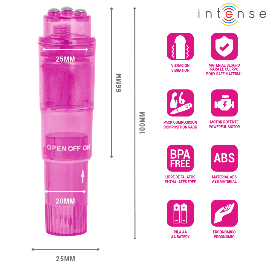 INTENSE - KURT MINI MASSAGER WITH 4 INTERCHANGEABLE HEADS PINK thumb 5
