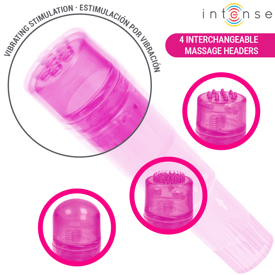 INTENSE - KURT MINI MASSAGER WITH 4 INTERCHANGEABLE HEADS PINK thumb 3