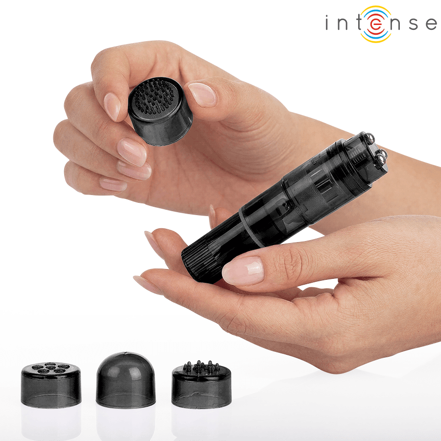 INTENSE - KURT MINI MASSAGER WITH 4 INTERCHANGEABLE HEADS BLACK thumb 2