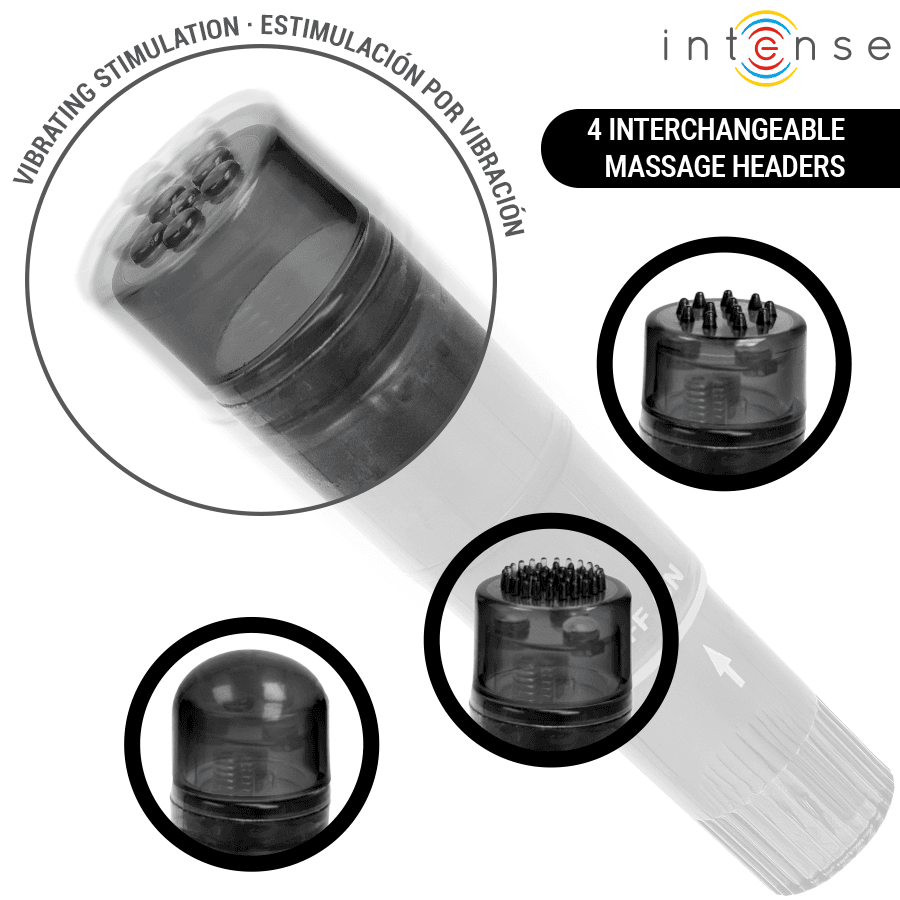 INTENSE - KURT MINI MASSAGER WITH 4 INTERCHANGEABLE HEADS BLACK thumb 3