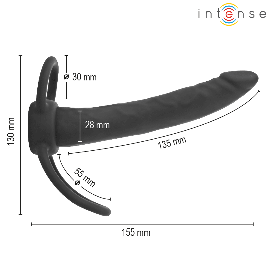 INTENSE- LUCAS ANAL DILDO WITH COCK AND TESTICLE RING SILICONE thumb 3