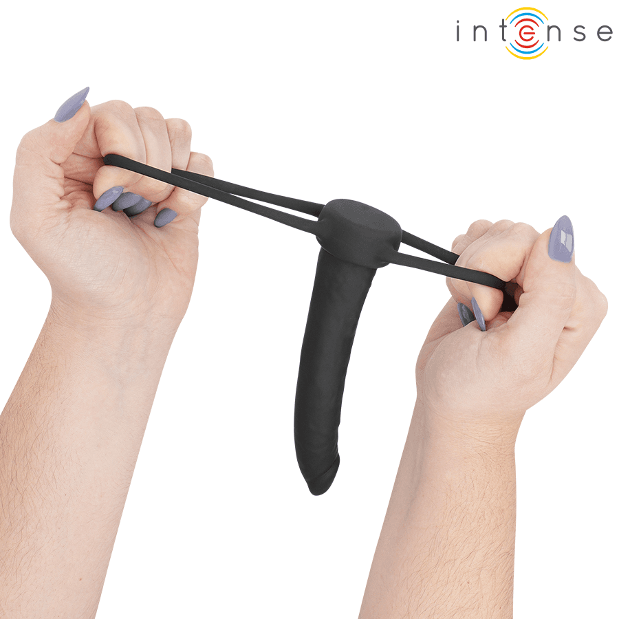 INTENSE- LUCAS ANAL DILDO WITH COCK AND TESTICLE RING SILICONE thumb 6