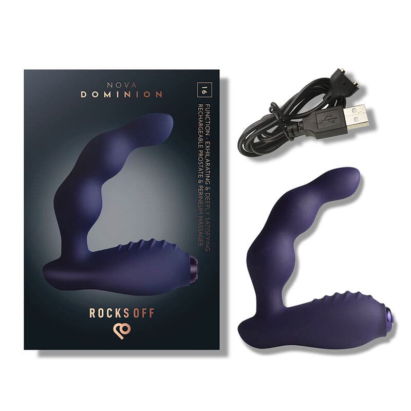 ROCKS-OFF - NOVA DOMINION RECHARGEABLE PROSTATE & PERINEUM MASSAGER 16 FUNCTION BLUE thumb 8