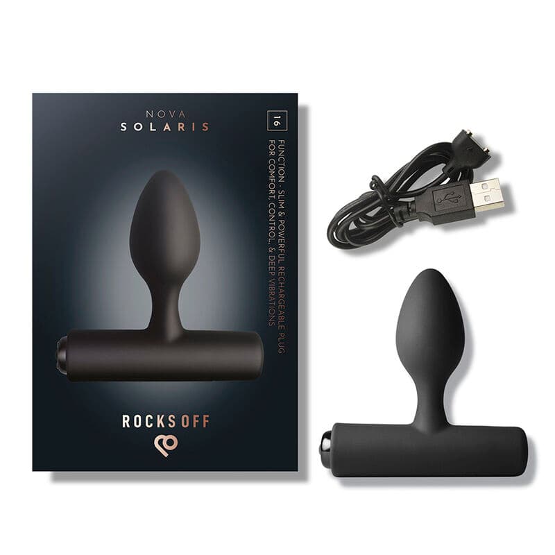 ROCKS-OFF - NOVA SOLARIS RECHARGEABLE SLIM & POWERFUL ANAL PLUG 16 FUNCTION BLACK thumb 8