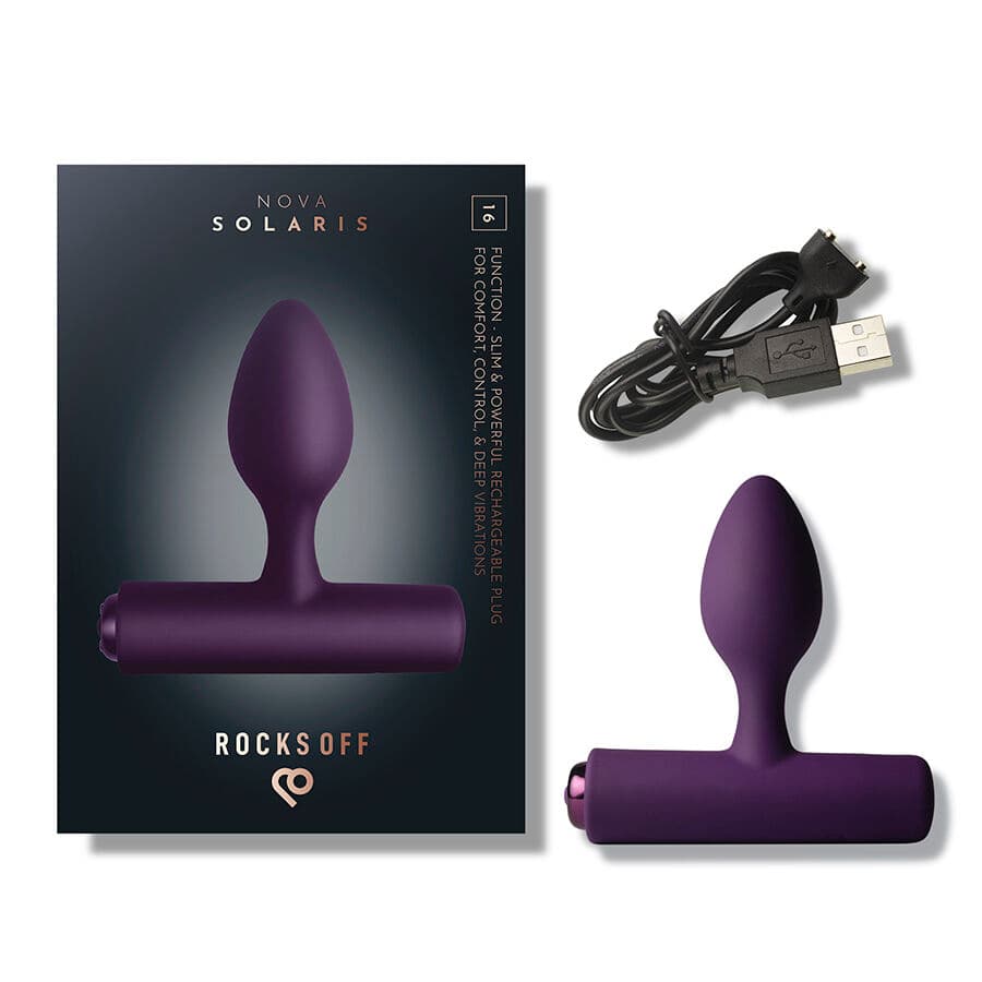 ROCKS-OFF - NOVA SOLARIS RECHARGEABLE SLIM & POWERFUL ANAL PLUG 16 FUNCTION PURPLE thumb 9