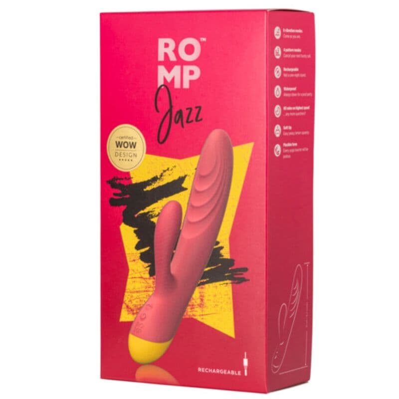 ROMP - JAZZ RECHARGEABLE RABBIT VIBRATOR RED thumb 5