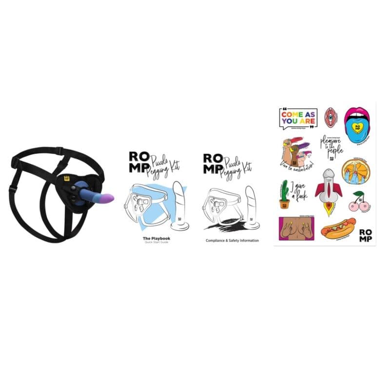 ROMP - PICCOLO HARNESS + SILICONE DILDO WITH TRICOLOR SUCTION CUP 14 CM thumb 10
