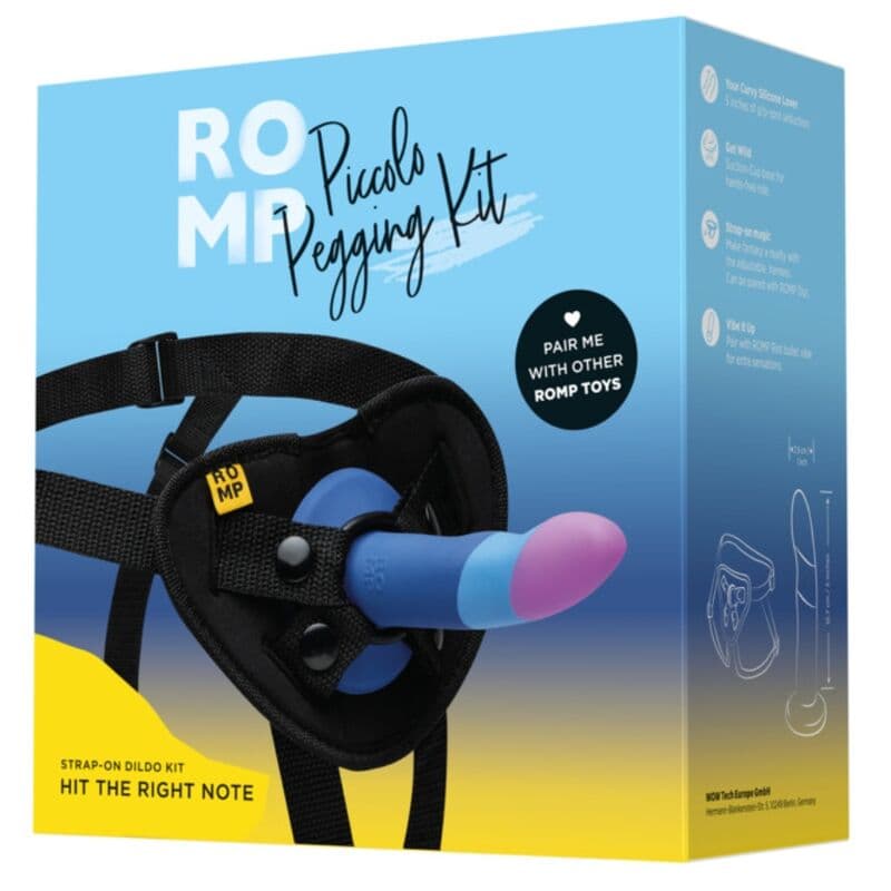 ROMP - PICCOLO HARNESS + SILICONE DILDO WITH TRICOLOR SUCTION CUP 14 CM thumb 6