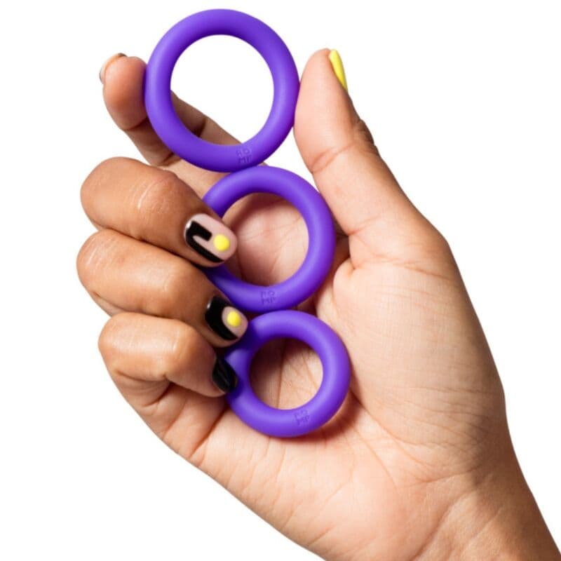 ROMP - REMIX TRIO SET OF 3 PURPLE SILICONE PENIS RINGS thumb 4