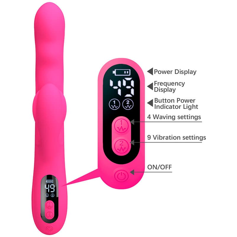 PRETTY LOVE - WINTERS MULTIFUNCTION RABBIT VIBRATOR WITH LED DISPLAY PINK thumb 8