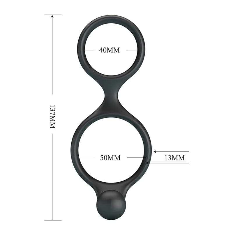 CRAZY BULL - FLORIAN DOUBLE COCK AND BALL RING BLACK thumb 6
