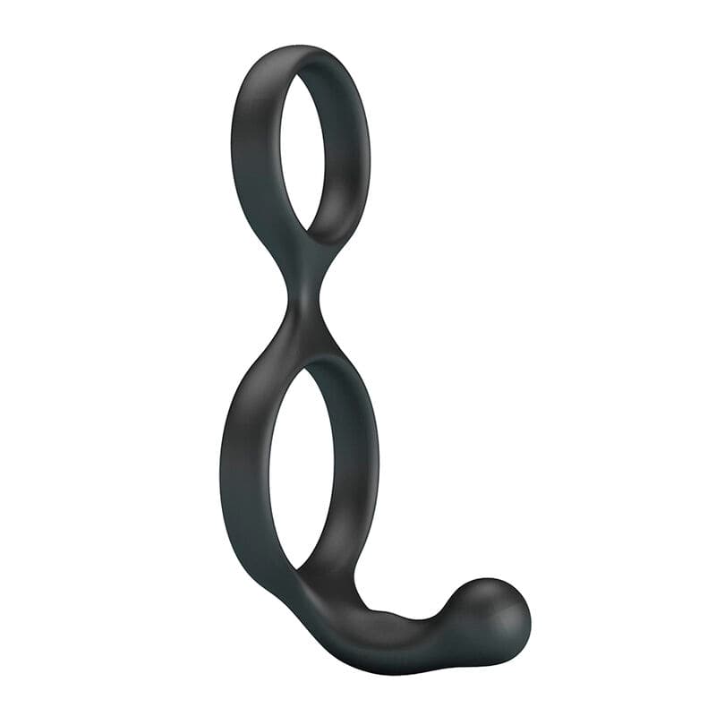 CRAZY BULL - FLORIAN DOUBLE COCK AND BALL RING BLACK thumb 3