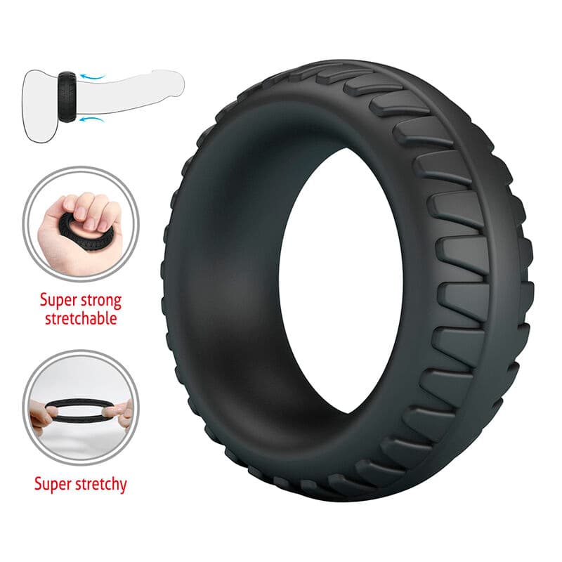 CRAZY BULL - MERRITT TEXTURED SILICONE COCK RING BLACK thumb 6