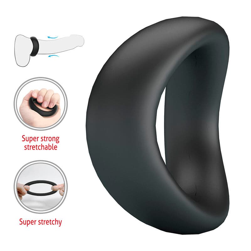 CRAZY BULL - VALEN ERGONOMIC SILICONE COCK RING BLACK thumb 6