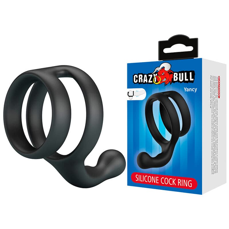 CRAZY BULL - YANCY DOUBLE COCK AND BALL RING BLACK thumb 2