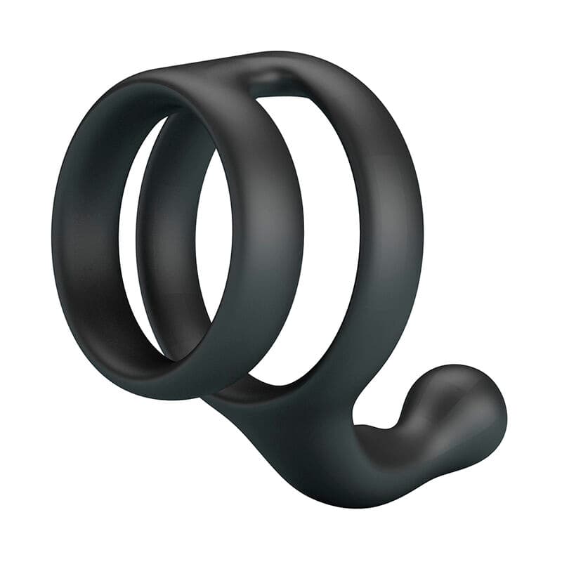CRAZY BULL - YANCY DOUBLE COCK AND BALL RING BLACK