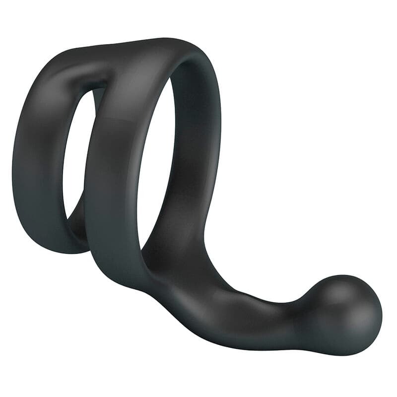 CRAZY BULL - YANCY DOUBLE COCK AND BALL RING BLACK thumb 5