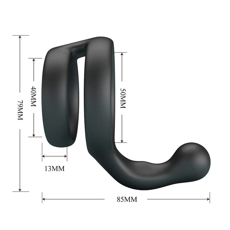 CRAZY BULL - YANCY DOUBLE COCK AND BALL RING BLACK thumb 6