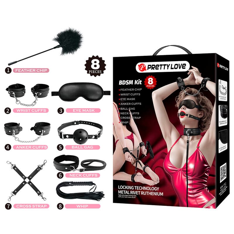PRETTY LOVE - 8 PIECE BDSM KIT BLACK thumb 2