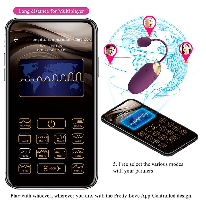 PRETTY LOVE - KLAY THRUSTING EGG VIBRATOR APP CONTROL PURPLE thumb 8