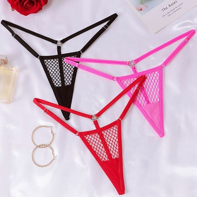 CHILIROSE - CR 4856 RED FISHNET MICRO THONG S/M thumb 4