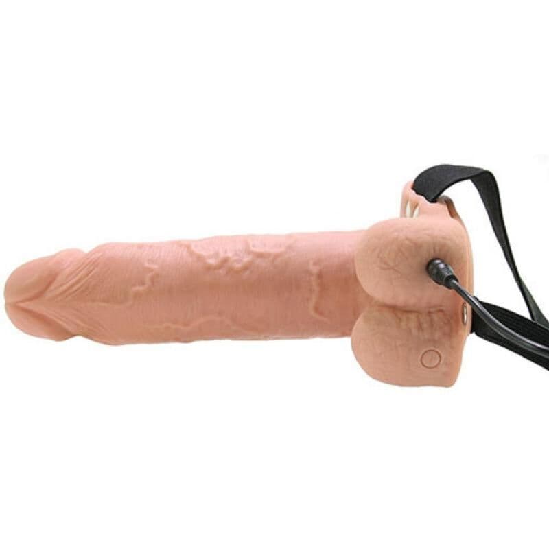FETISH FANTASY SERIES - REALISTIC VIBRATING HOLLOW STRAP ON WITH BALLS 17.8 CM thumb 2
