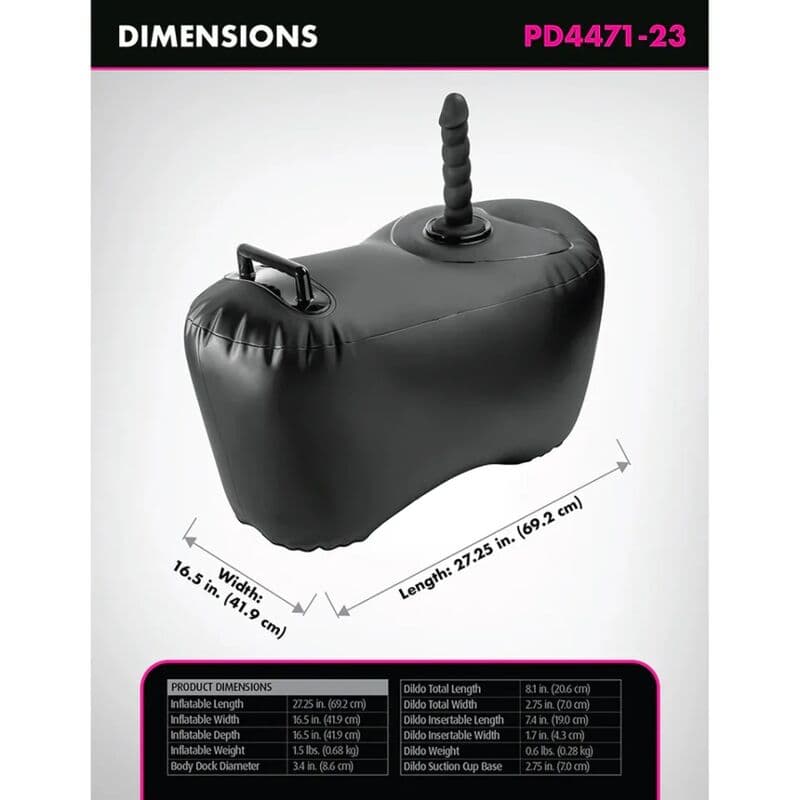 FETISH FANTASY SERIES - BODY DOCK INFLATABLE LOVE SEAT WITH DILDO 69.2 CM BLACK thumb 6