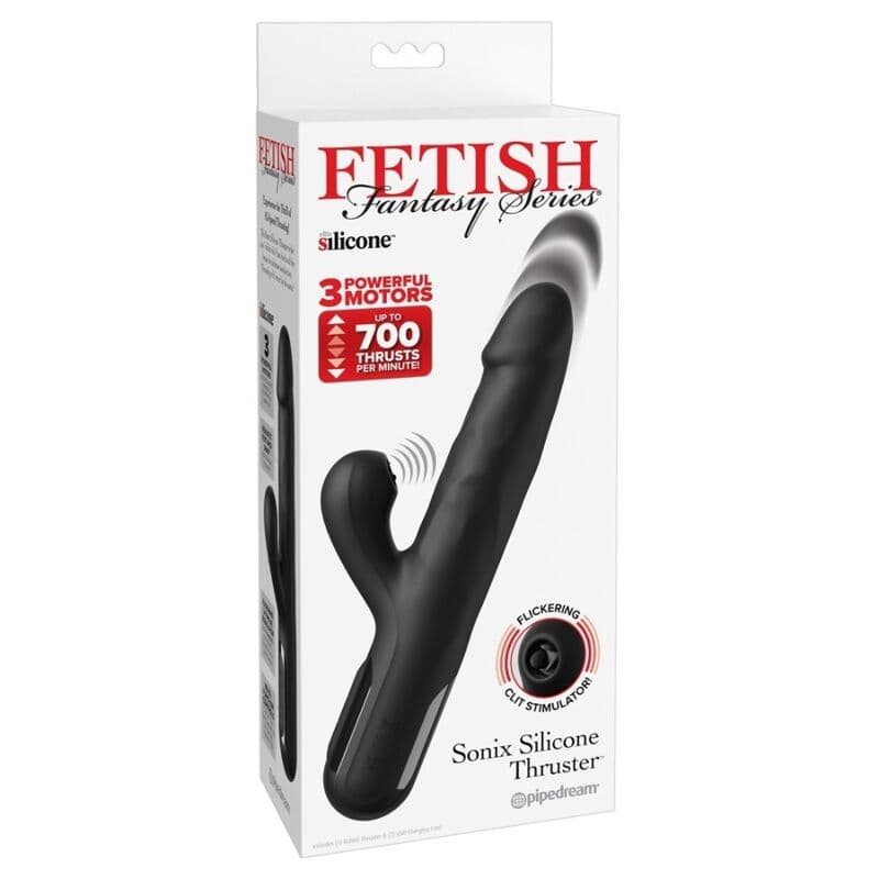 FETISH FANTASY SERIES - SONIX SILICONE THRUSTER RABBIT VIBRATOR BLACK thumb 7