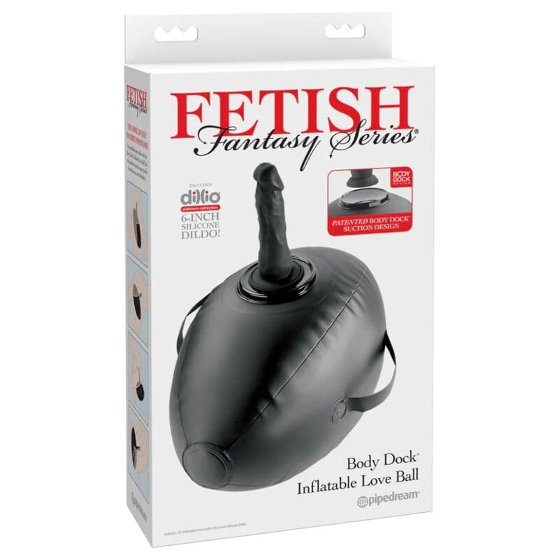 FETISH FANTASY SERIES - BODY DOCK INFLATABLE LOVE BALL WITH DILDO BLACK 41.9 CM thumb 6